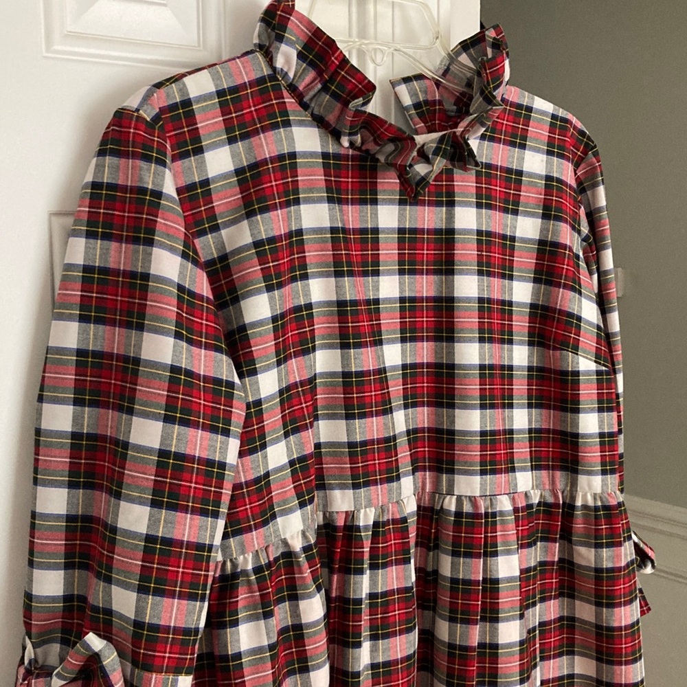 Elizabeth Wilson Designs Judy Lanien Dress in Ivory Tartan. Size Medium - Picture 4 of 12